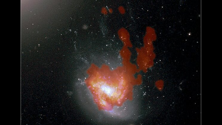 This Jellyfish Galaxy Is Fighting to Keep Its Stars in a Cosmic Windstorm