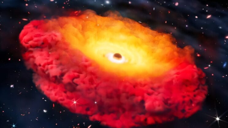 This Tiny Red Galaxy from the Dawn of Time Hides a Monster Black Hole