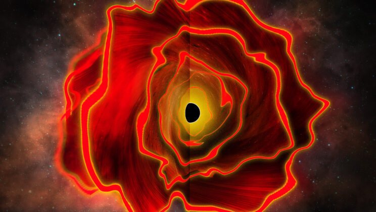 A black hole 660 million years after the Big Bang is buried in an extraordinary cocoon of dense gas
