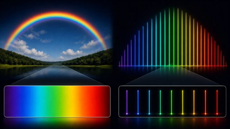 The light spectrum from a rice-grain-sized chip can produce several millimeter-wave frequencies at once